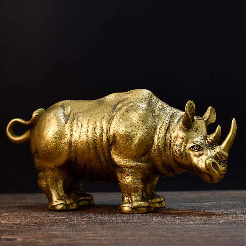 Wholesale Resin Showpieces for Home Decoration Gold Decor Luxury Modern Gold Rhino Figurine Statue Sculpture