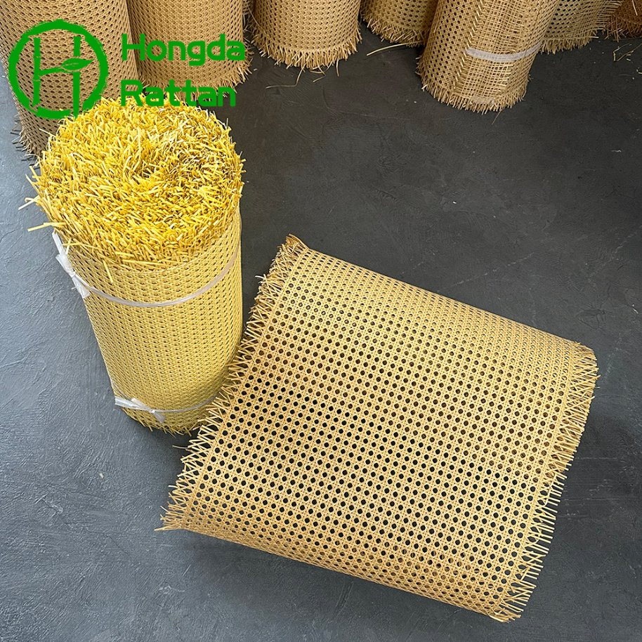 Two-Tone Teal and Yellow PE Rattan Mesh Roll for Chairs