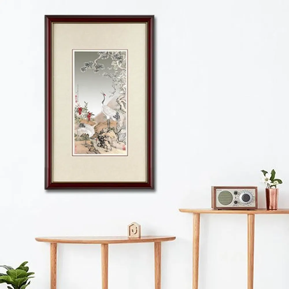 Giuseppe Castiglione Double Crane Silver Decorative Crafts Luxury Wall Art