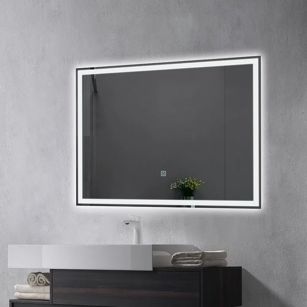 Touch Screen Bath Decorative Wall Mounted LED Backlit Mirror Rectangle Smart Bathroom Mirror