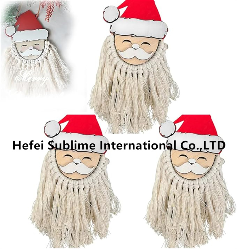 Santa Claus Tassel Pendant, Personalized Cute Santa's Beard Laser Cut Macrame Ornament