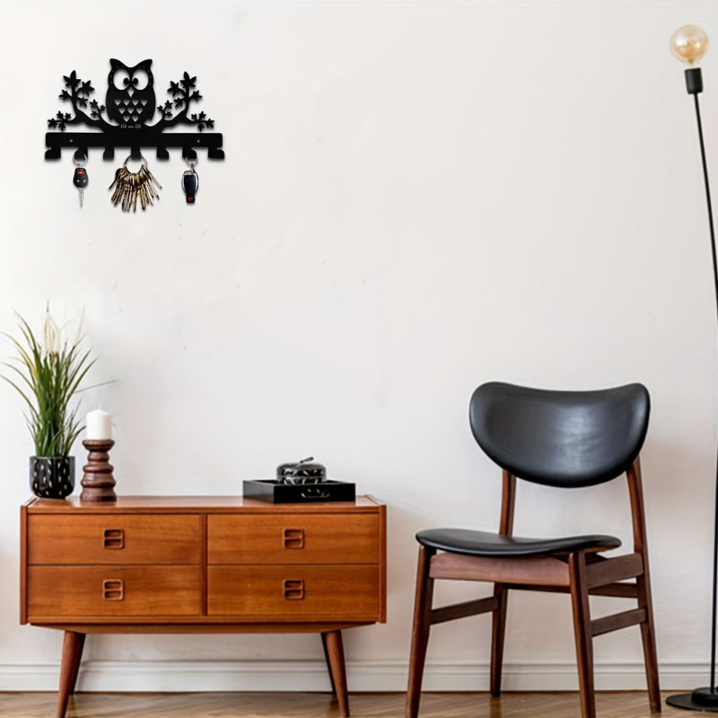 Metal Home Iron Owl Wall Decor Mounted Interior Key Holder Hook