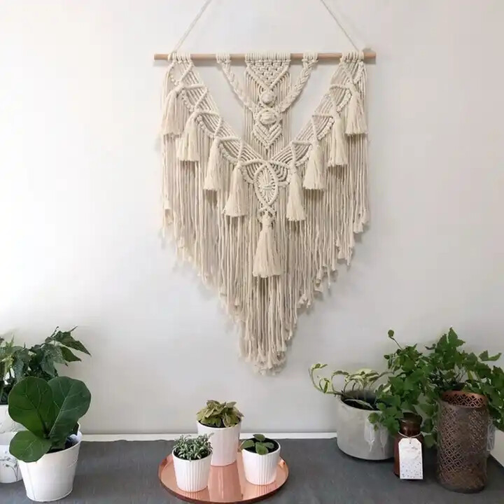 Boho Hand-Woven Macrame Wall Hanging Creative Wall Tapestry Home Cord Decoration Accessories Wall Decor