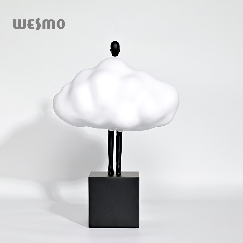 Minimalist Decorative Objects Black and White Elegant Resin Cloud Polyresin Figure Sculpture Tabletop Ornaments for Living Room