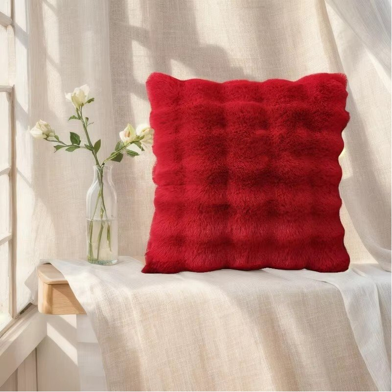 Chic Soft Plush Decorative Pillow Covers Woven Thick for Bedroom Sofa Home