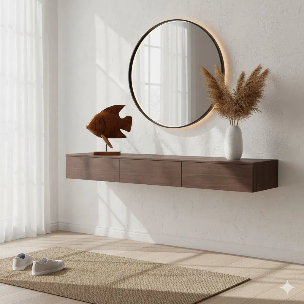 Natural Teak Wood Fish Decor, Stylish Nautical Tabletop Accent