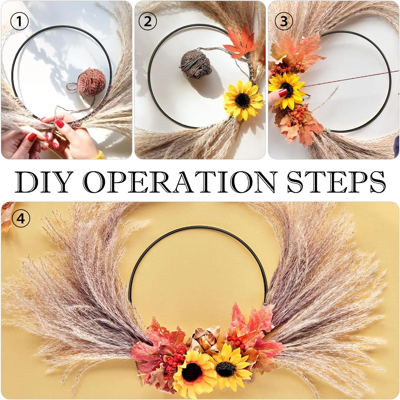 Metal Macrame Ring Floral Hoops Wall Hanging Crafts for Wedding Wreath Decor