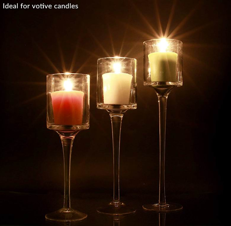 3 PCS Crystal Glass Candlestick &amp; Tealight Candle Holders
