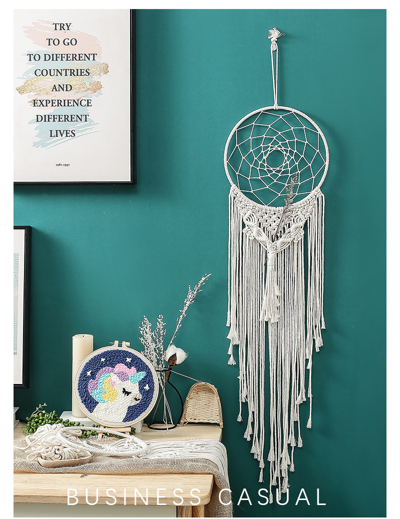 Dreamcatcher Boho Beige Tassels Macrame Craft Handmade Wall Hanging Decoration
