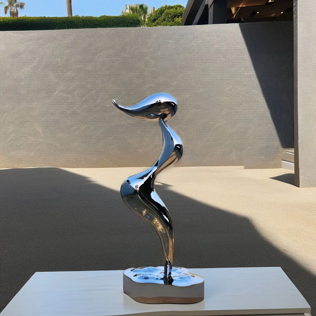 Luxury Hand-Forged Stainless Steel Sculpture - Mirror Polished Modern Art Piece for Home/Office Decor