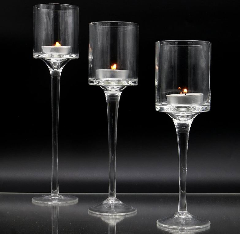 3 PCS Crystal Glass Candlestick &amp; Tealight Candle Holders