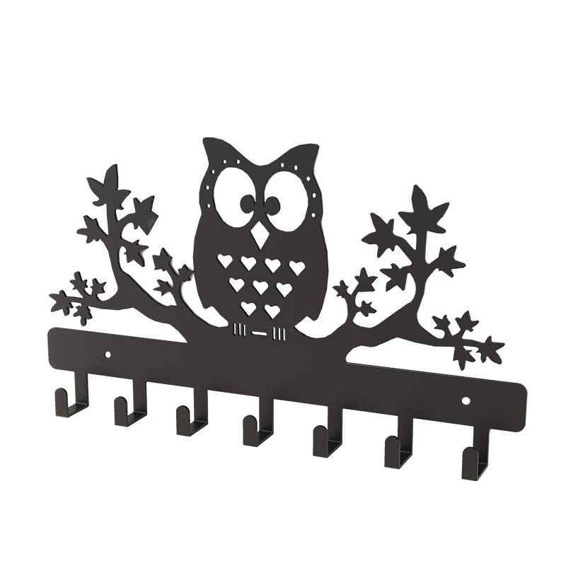 Metal Home Iron Owl Wall Decor Mounted Interior Key Holder Hook