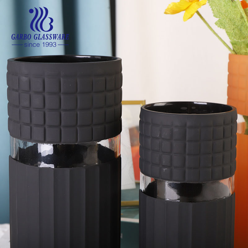 Decorative Cylinder Glass Vase with Custom Color Paintings