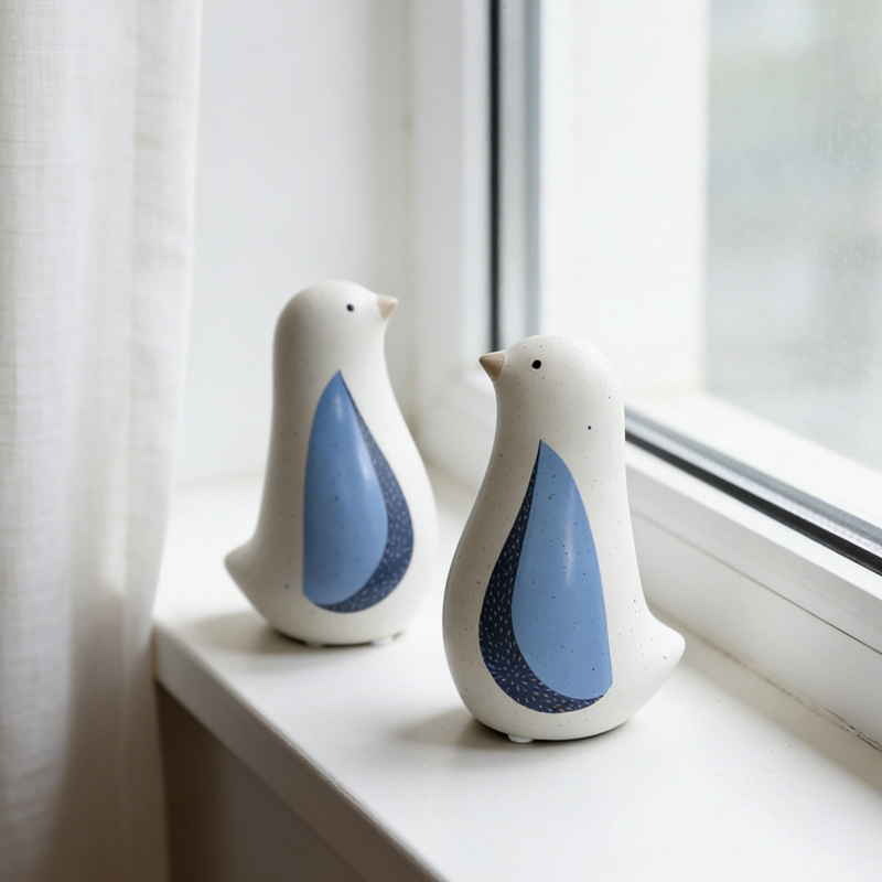 Nordic Modern Ceramic Blue Bird Home Decor Minimalist Shelf Figurine Creative Living Room Entryway Wine Cabinet Ornament