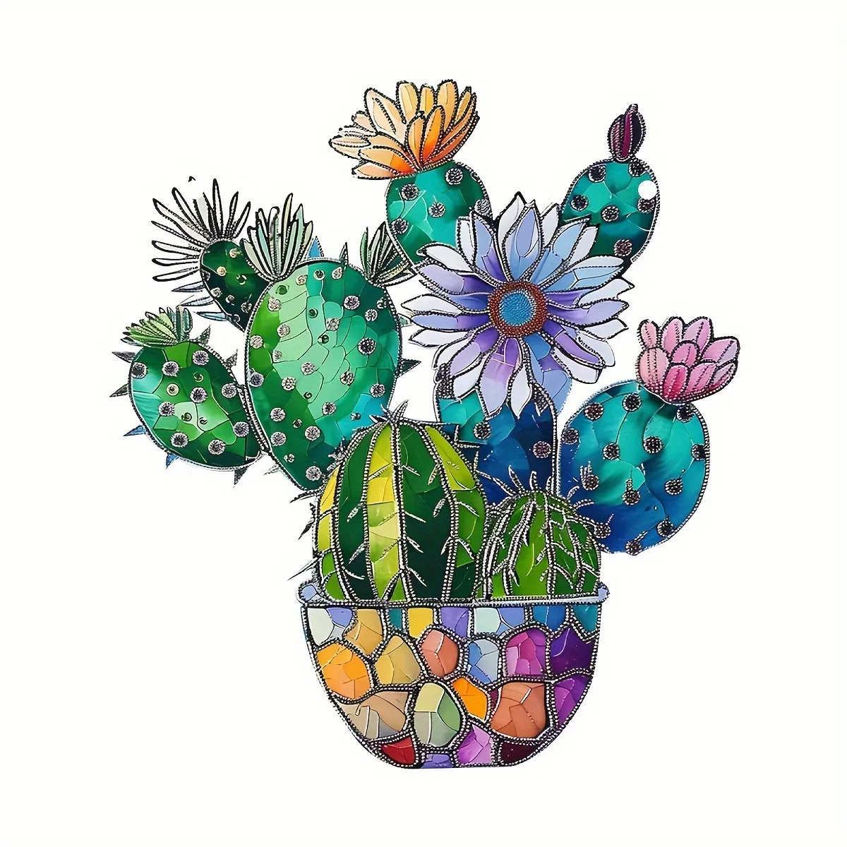 Custom Colorful Acrylic Cactus Wall Art Pendant for Decor