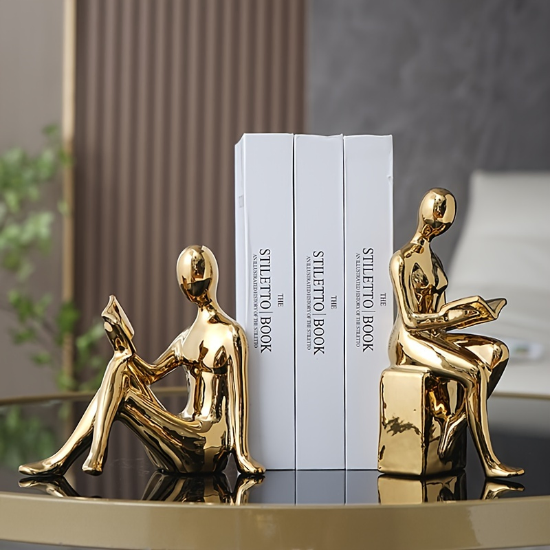 Promotional Modern Minimalist Gold-Tone Abstract Figurine Bookends Home Office Room Decor