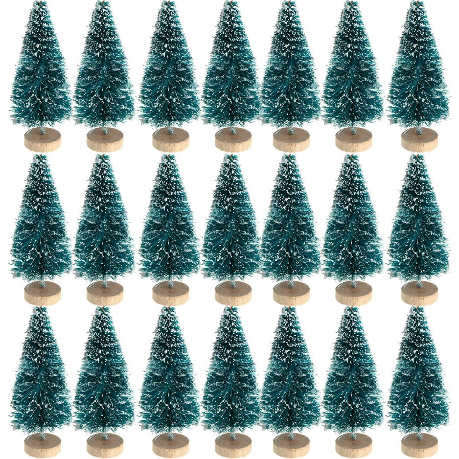 Mini Christmas Tree Bottle Brush Plastic Winter Snow Desktop DIY Decor