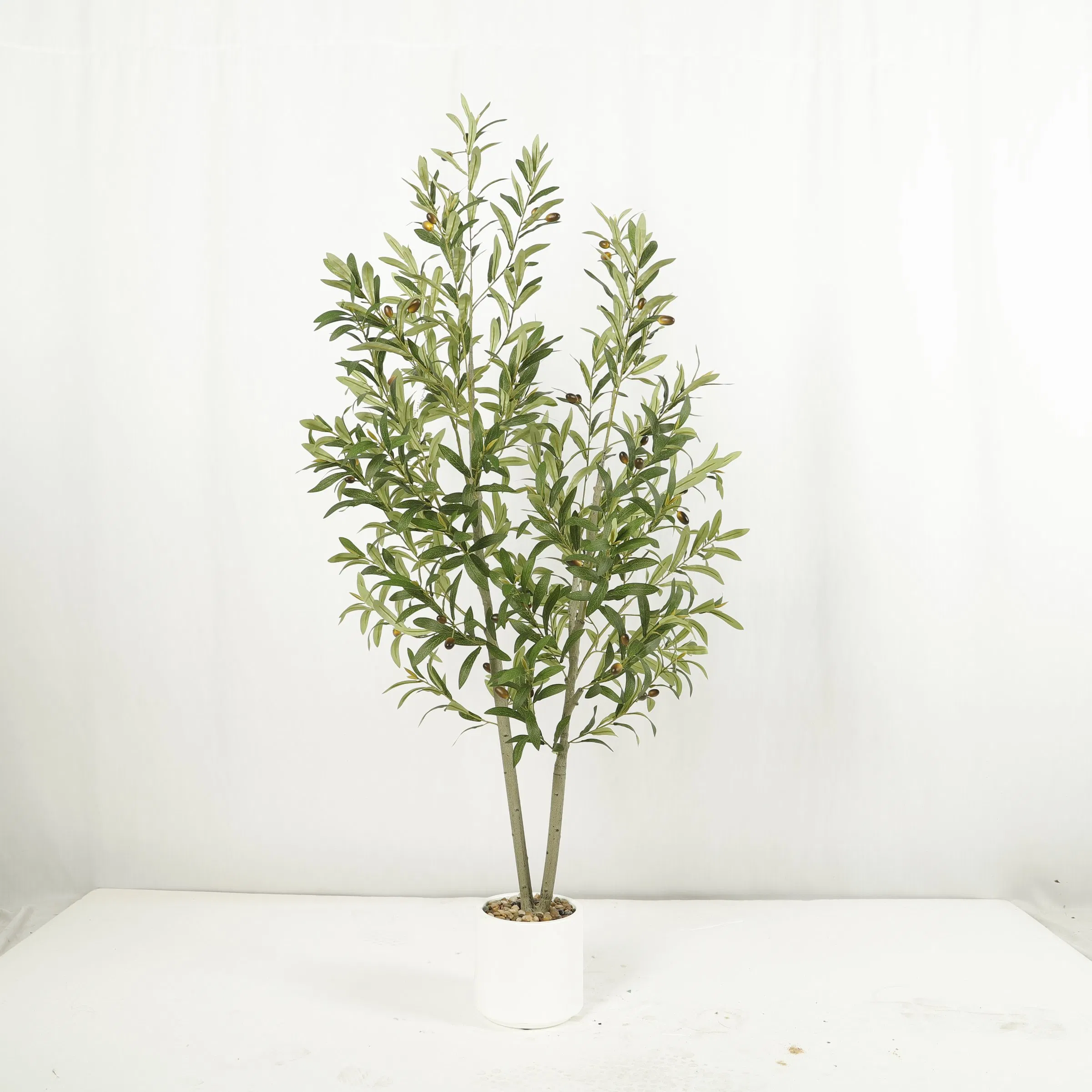 Nordic Style Artificial Olive Tree Plastic Pot for Home Interior Window Decoration