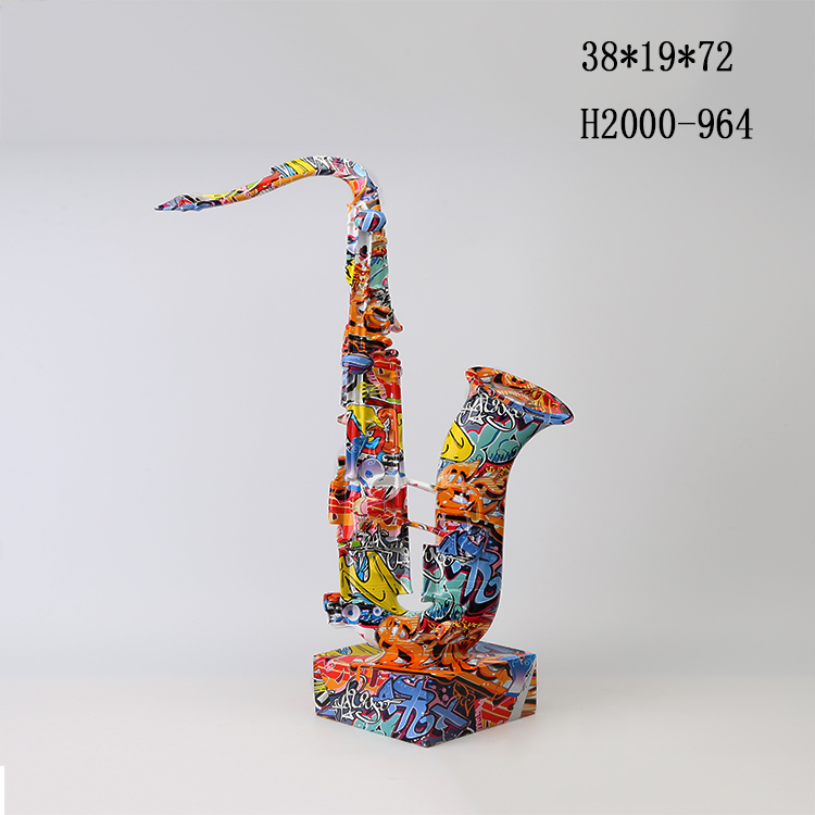 Home Decorative Ornaments Graffiti Modern Table Display Handpainted Guitar Resin Crafts