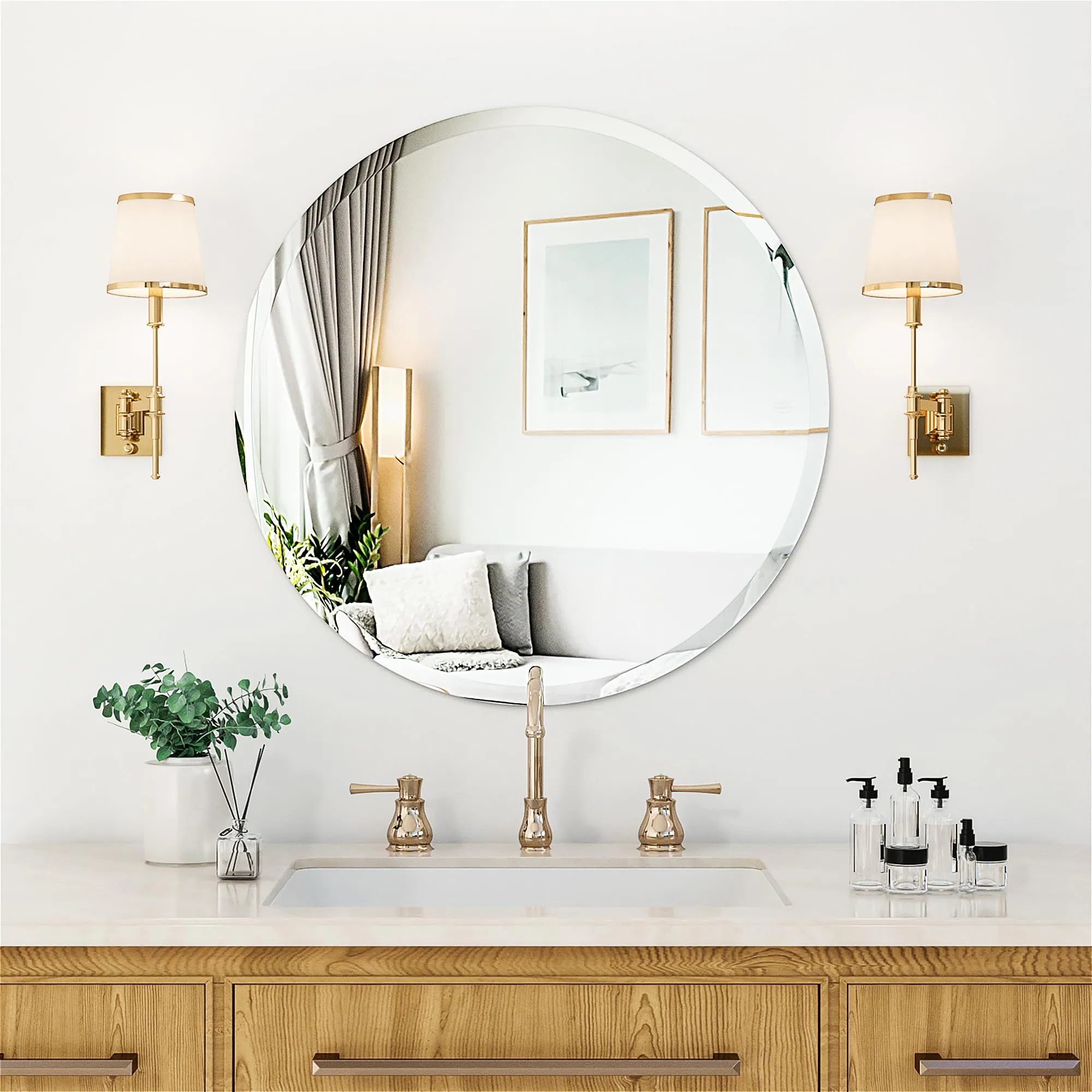 Wholesale Salon Hotel Home Decorative Smart Mirror Full Length Make-up Wall Mounted Beveled Frame Frameless Dressing Vanity Bathroom Mirror