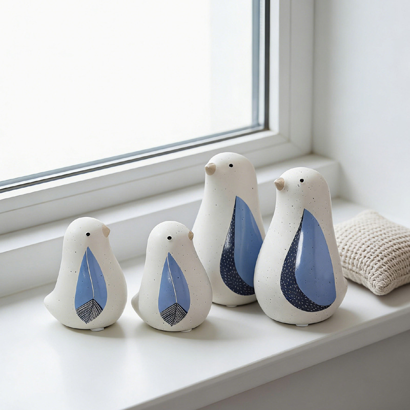 Nordic Modern Ceramic Blue Bird Home Decor Minimalist Shelf Figurine Creative Living Room Entryway Wine Cabinet Ornament