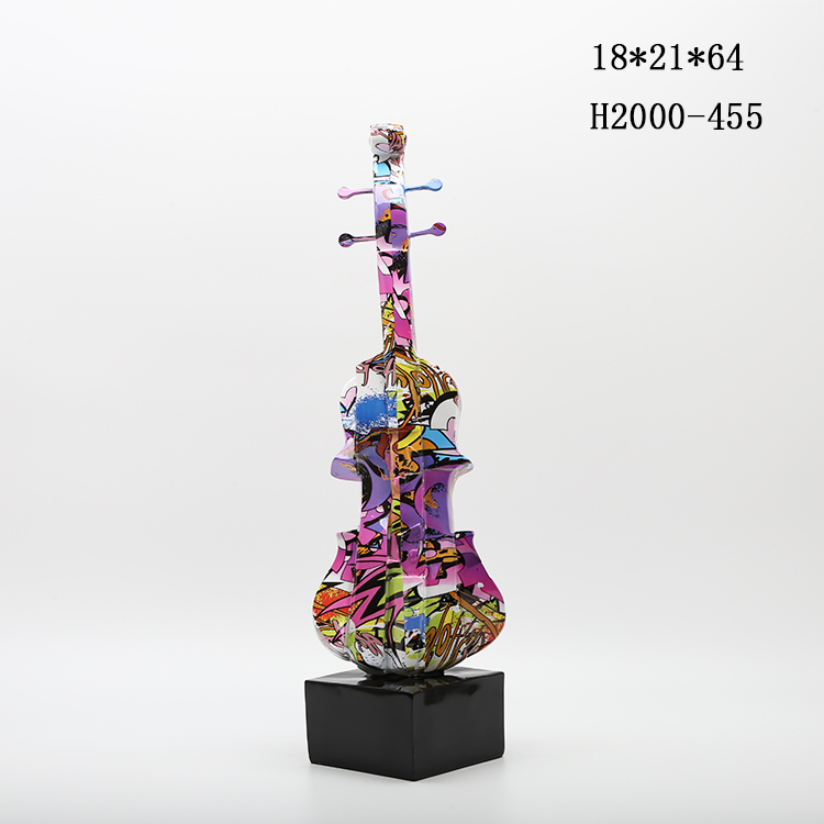 Home Decorative Ornaments Graffiti Modern Table Display Handpainted Guitar Resin Crafts