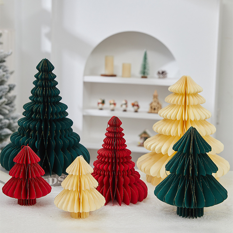 2024latest Wholesale Paper Folding Mini Christmas Tree Desktop Scene Decoration