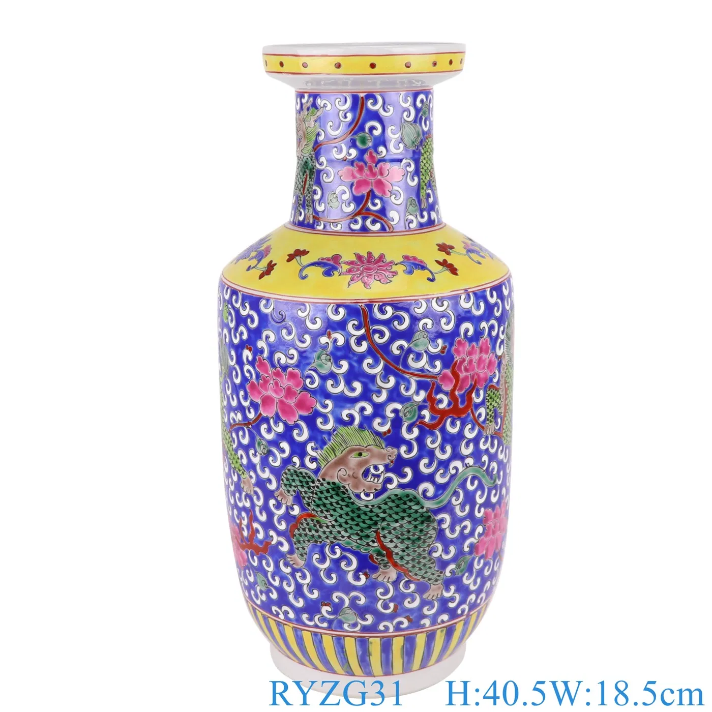 Qing Dynasty Kangxi Hand Painted Famille Rose Kylin Floral Porcelain Home Decoration