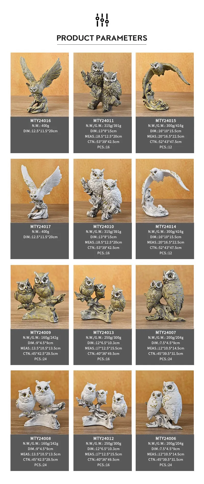 Cross-Border Bestseller Decorative Items Resin Owl Crafts