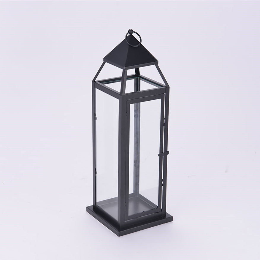 Black Decorative Hanging Lantern Candle Holder Wrought Iron Metal Candle Holders Industrial Candelabra