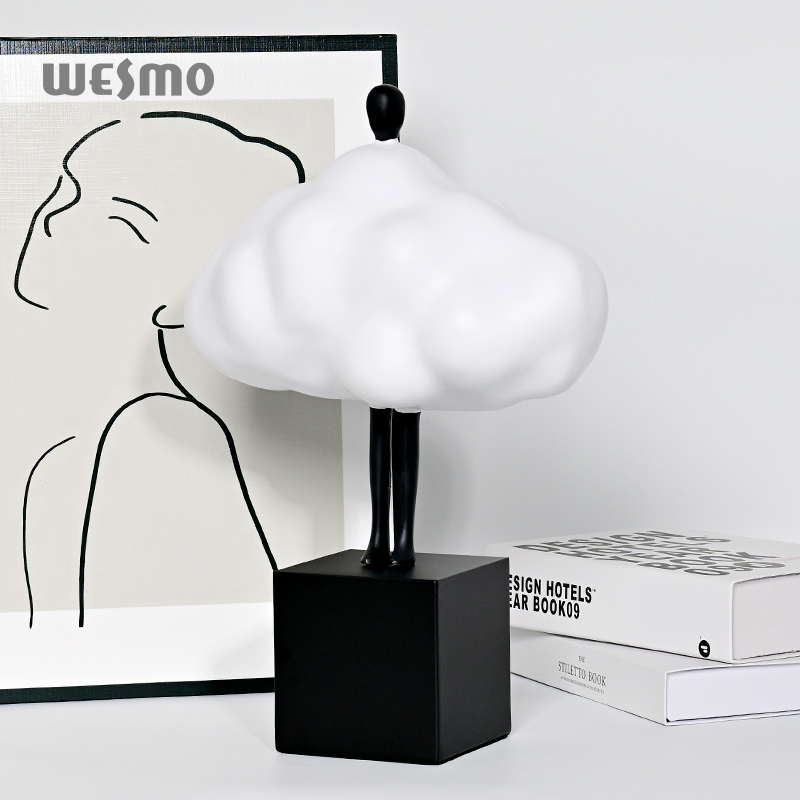 Minimalist Decorative Objects Black and White Elegant Resin Cloud Polyresin Figure Sculpture Tabletop Ornaments for Living Room