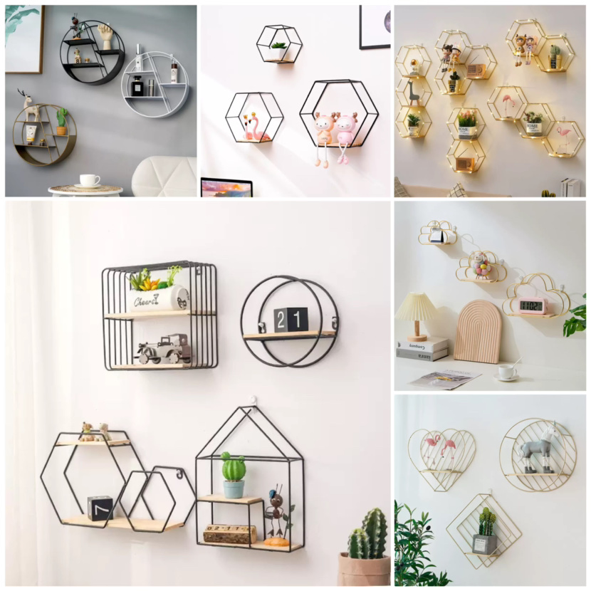 Wholesale Price Modern Interior Ceiling Storage Decorative Wall Art Shelf Metal Wall Decor for Home Living Room Decorative Items