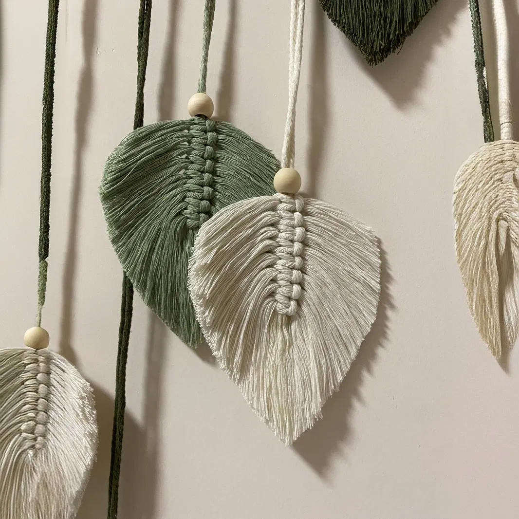 Beautiful Room Decoration, Leaf Hanging on The Wall, Modern Macrame Wall Art Tapestry, Macrame Feather Wall Hanging on The Wall