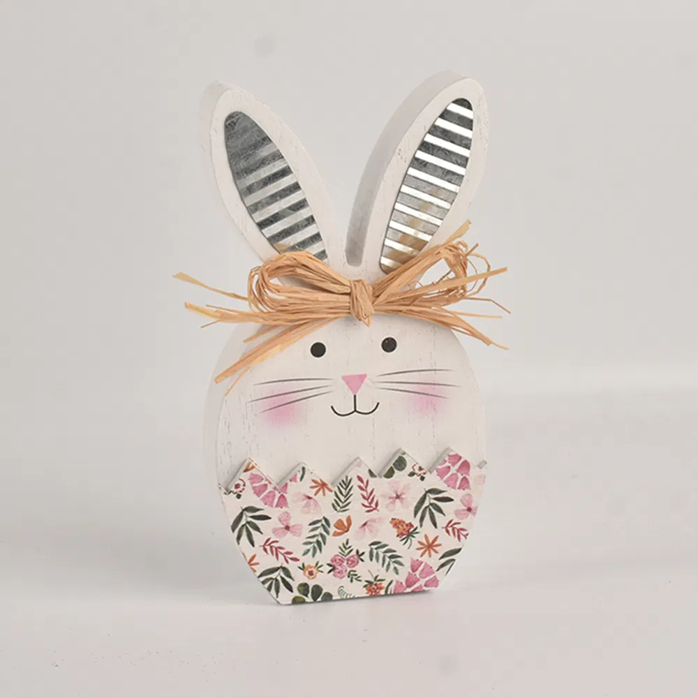 Wooden Easter Happy Rabbit Home Decorative and Party Tabletop Ornaments