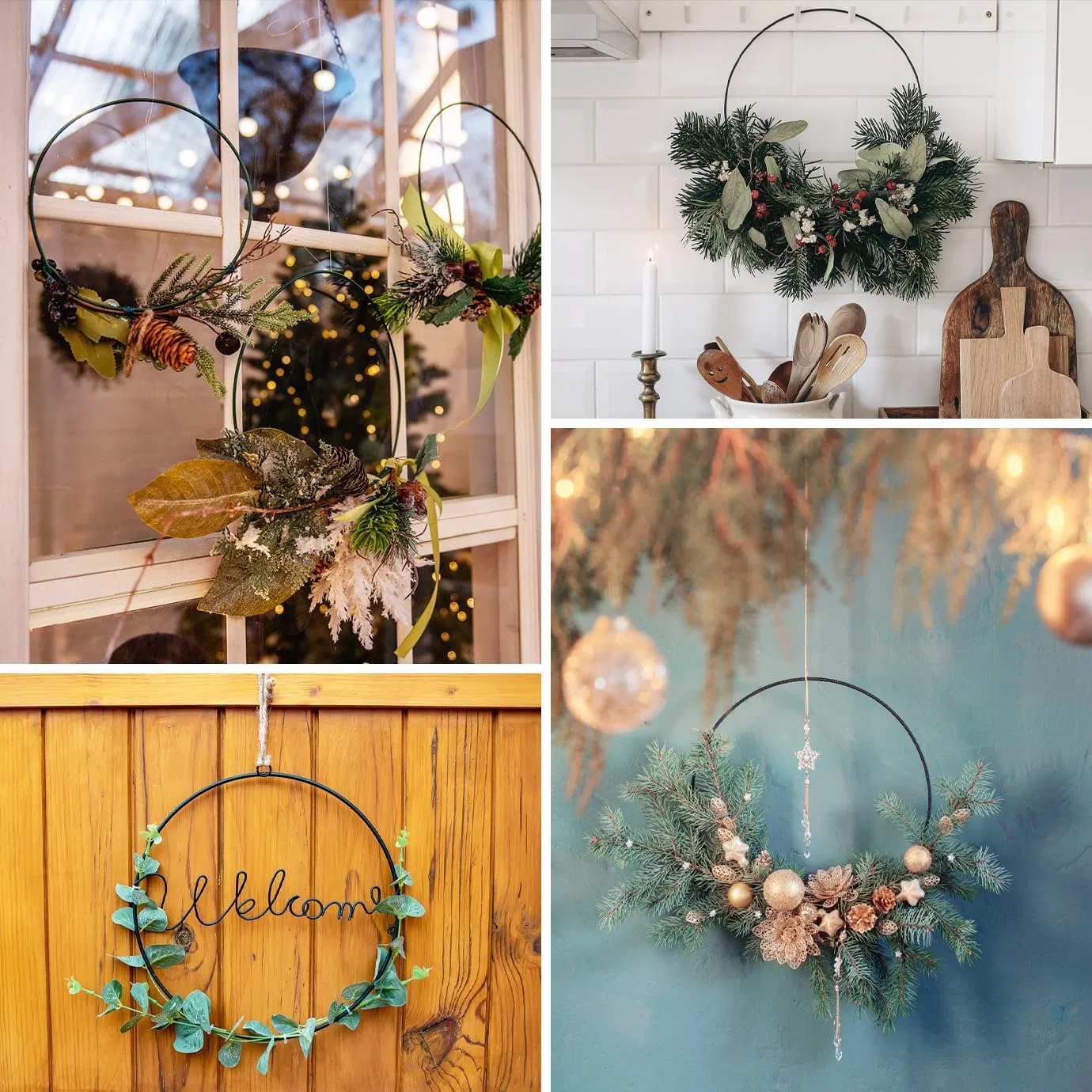 Metal Macrame Ring Floral Hoops Wall Hanging Crafts for Wedding Wreath Decor