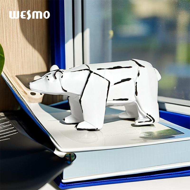Cute White Bear Sculpture Animals Environmental Protection Resin Animal Decor Modern Home Ornament