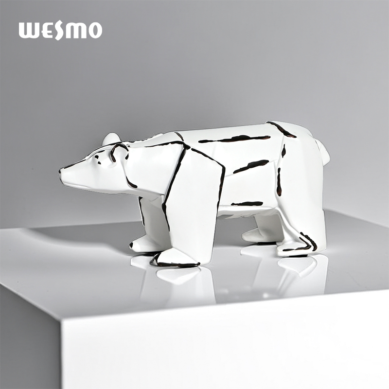 Cute White Bear Sculpture Animals Environmental Protection Resin Animal Decor Modern Home Ornament