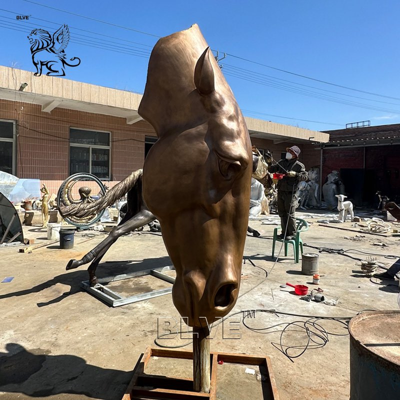 Modern Custom Statue Home Decor Large Outdoor Garden Metal Animal Big Horse Head Bronze Sculpture Manufacturer