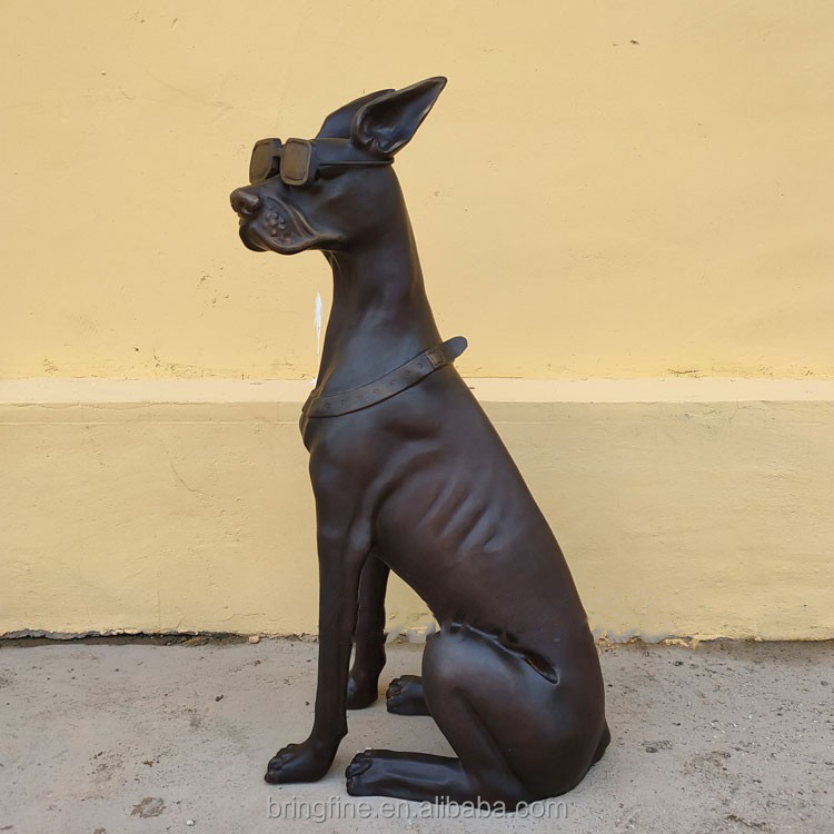 Modern Outdoor Life Size Home Decor Standing Bronze Dogs Sculpture