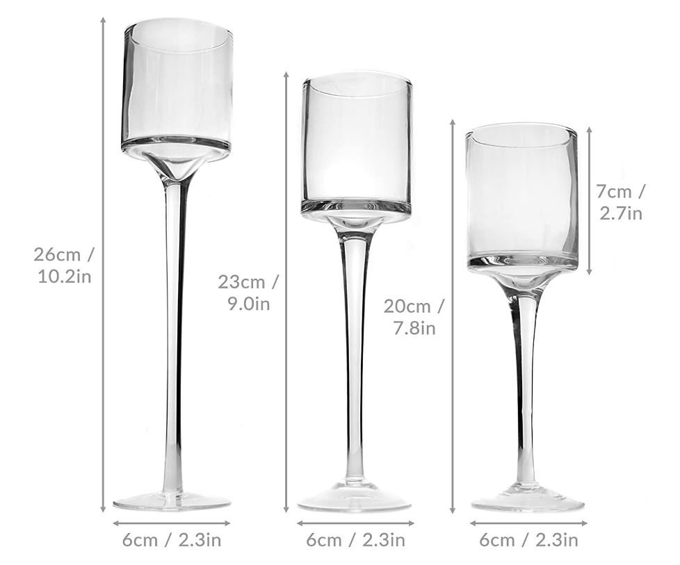 3 PCS Crystal Glass Candlestick &amp; Tealight Candle Holders