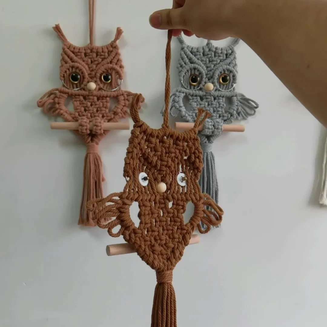 Owl Macrame Woven Wall Hanging Bohemian Tapestry Pendant Home Decor Mi29364