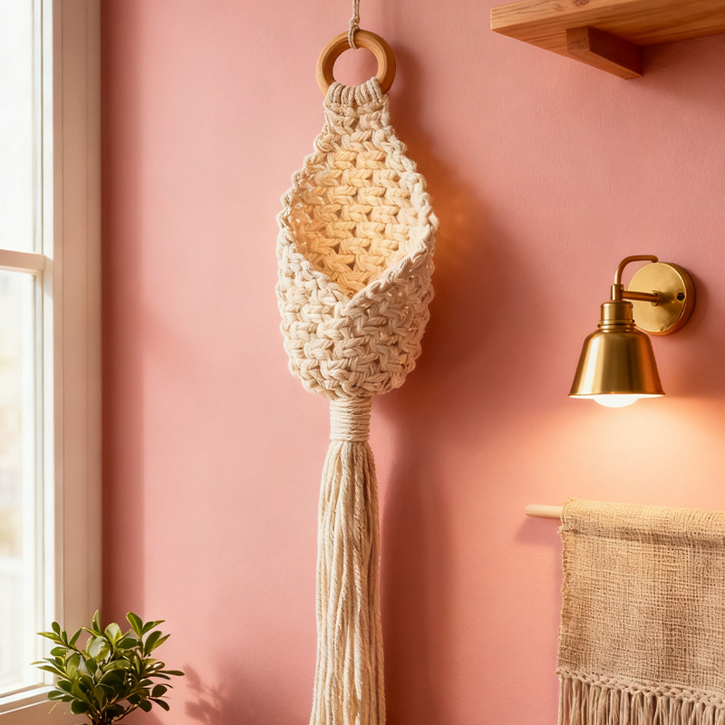 Bohemian Macrame Plant Hanger Cotton Rope Woven Hanging Basket Wall Decor Plant Pot Holder Home Decor Living Room Bedroom