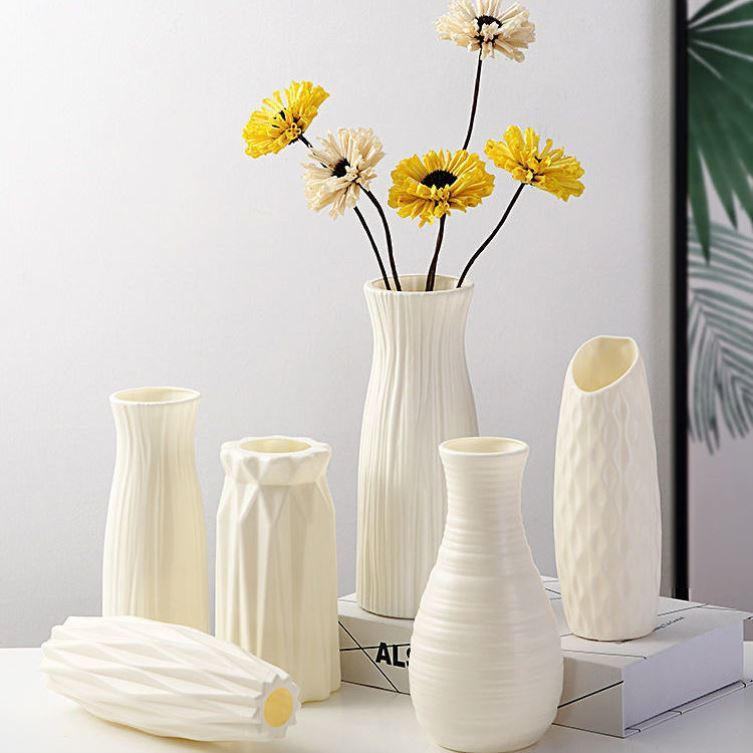 Plastic Vase Nordic Style Vase Durable Living Room Faux Flower Vase Decorative Vase Ornament Creative Minimalist Fresh Style Flower Vase