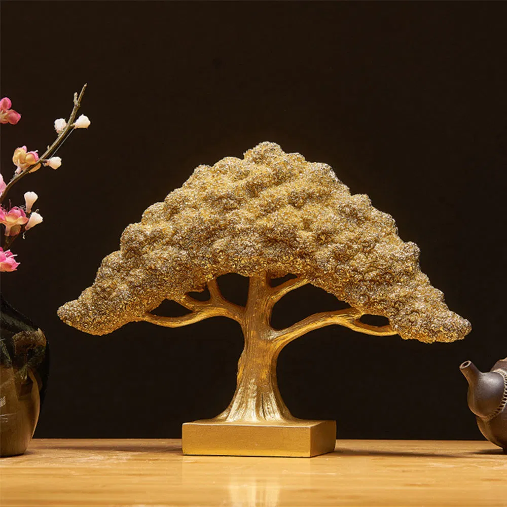 Golden Lucky Money Tree Statue Ornament Home Decoration Accessories