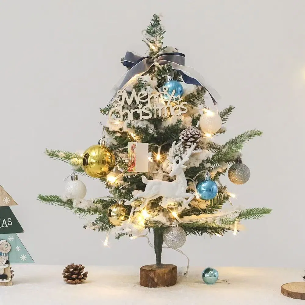 Mini Christmas Tree PE Flocked 45cm Desktop Ornament Small Set Xmas Decoration