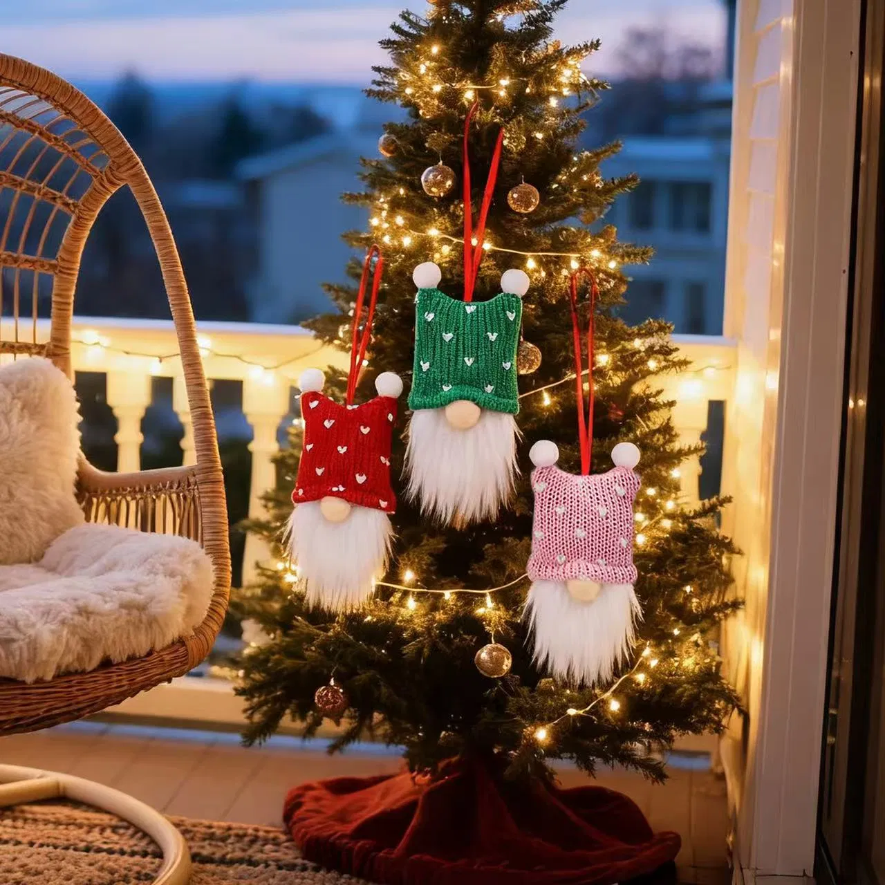 Christmas Nordic Style Knitted Doll Pendant Set Christmas Decorations