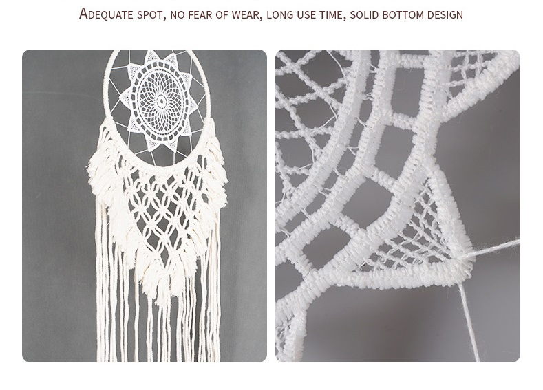 Macrame Dreamcatcher Boho Beige Tassels Handmade Wall Hanging Bedroom Decoration