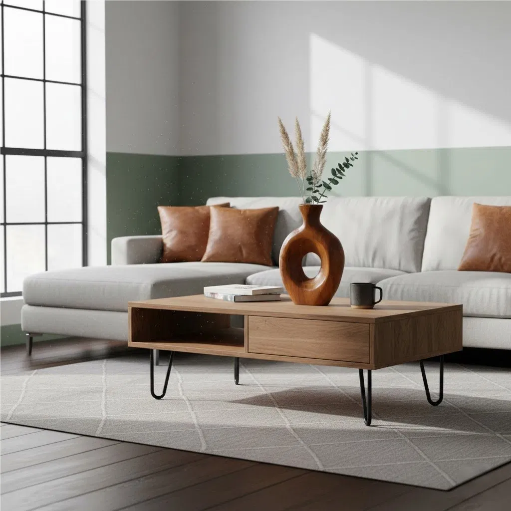 Cutout Circle Teak Vase, Organic Shape, Stylish Interior Accent