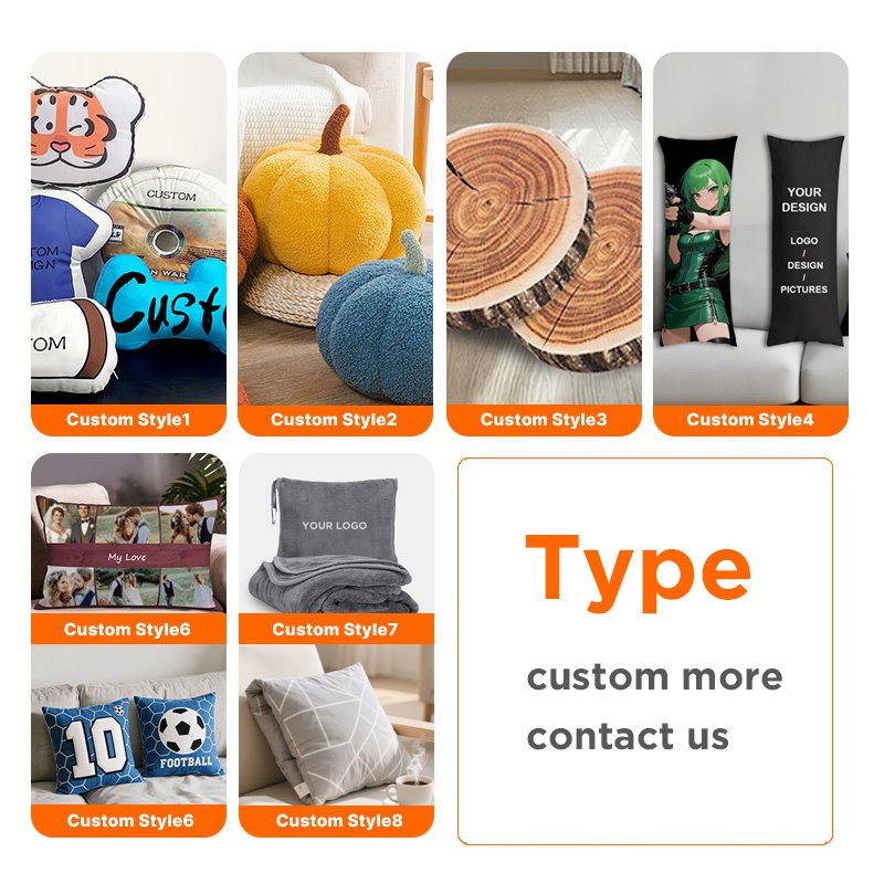 Custom Logo Digital Printing Pillowcase Case Cover Personalized Throw Cushion Pillow for Sofa Bed Travel Decorative