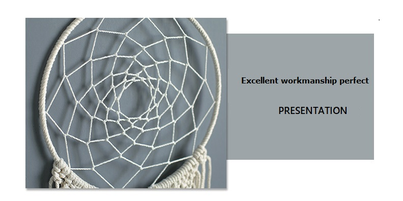 Dreamcatcher Boho Beige Tassels Macrame Craft Handmade Wall Hanging Decoration